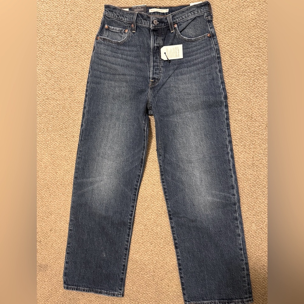 NWT Size 29x27 Levi’s Ribcage Straight Ankle Jeans In Dark Indigo